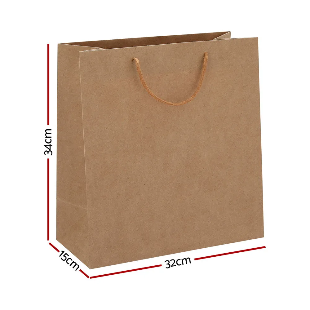 100pcs Kraft Paper Bags, Strong Handles, 5kg, Reusable - Brown