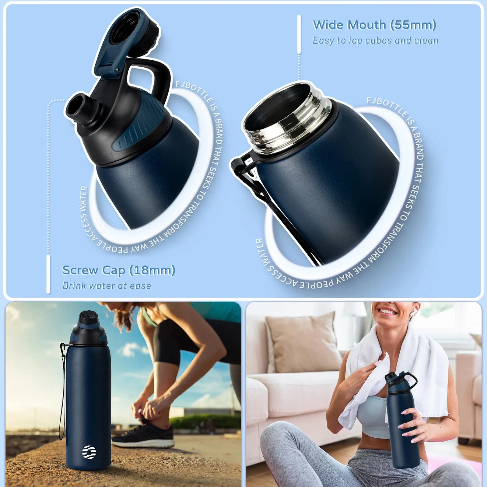 20 oz Stainless Steel Insulated Water Bottle With Spout With Magnetic Lid