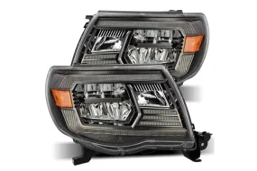 2005-11 Toyota Tacoma AlphaRex LUXX Series LED Crystal Headlights, Alpha Black