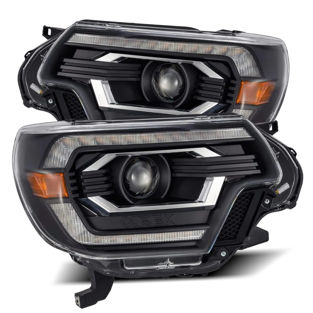 2012-15 Toyota Tacoma AlphaRex PRO-Series Halogen Projector Headlights - Black