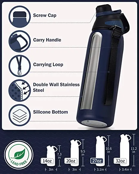 27 oz Stainless Steel Insulated Water Bottle With Spout With Magnetic Lid