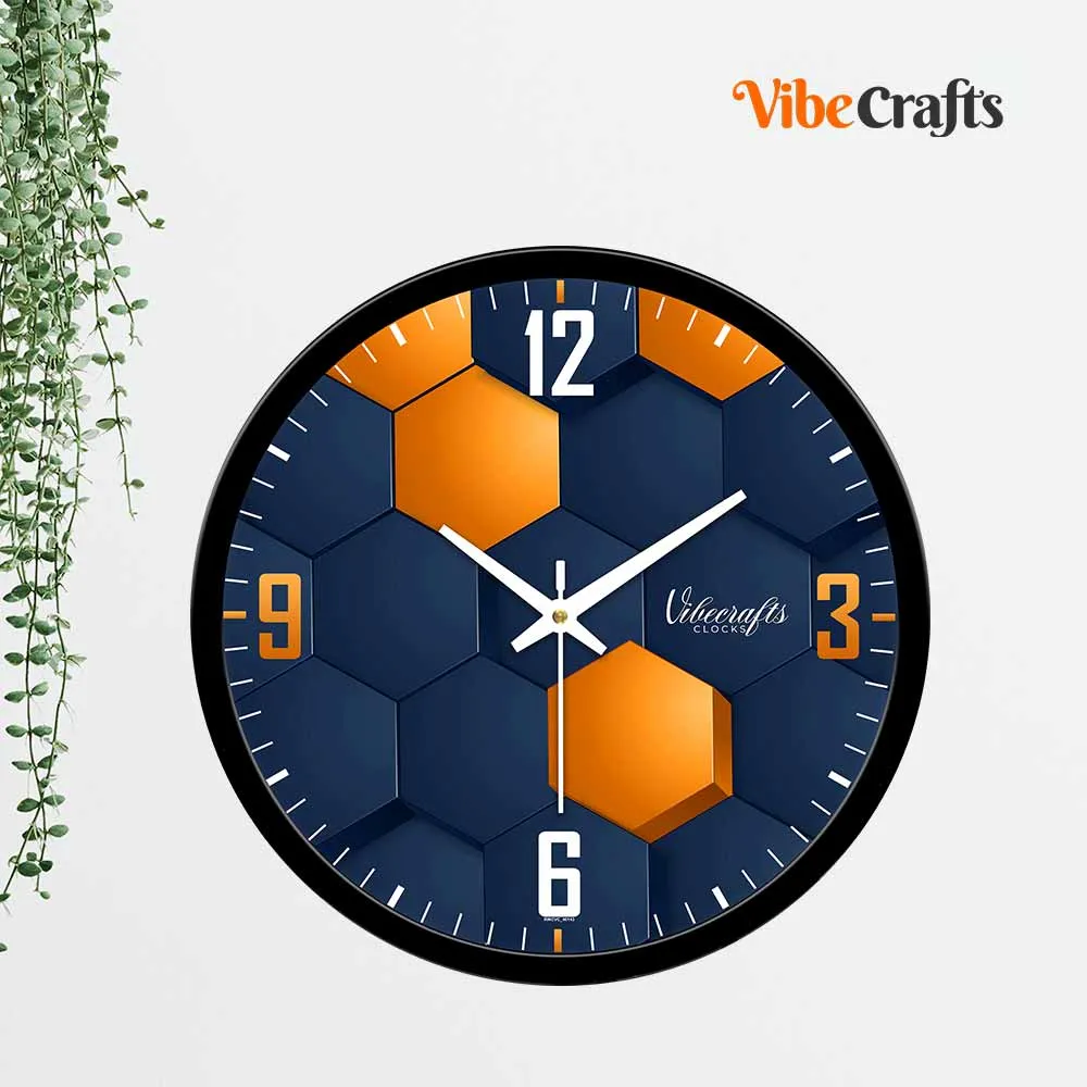 3D Hexagon Vector Designer Wall Clock