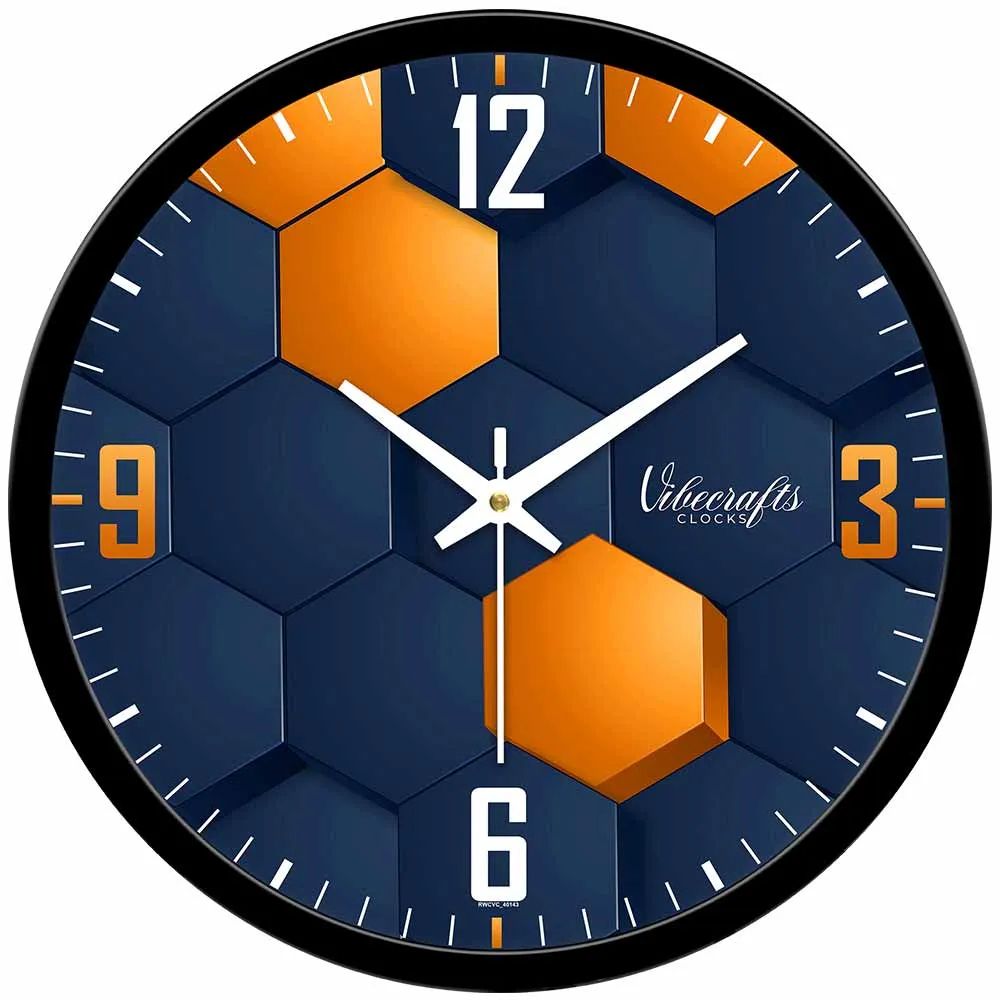 3D Hexagon Vector Designer Wall Clock