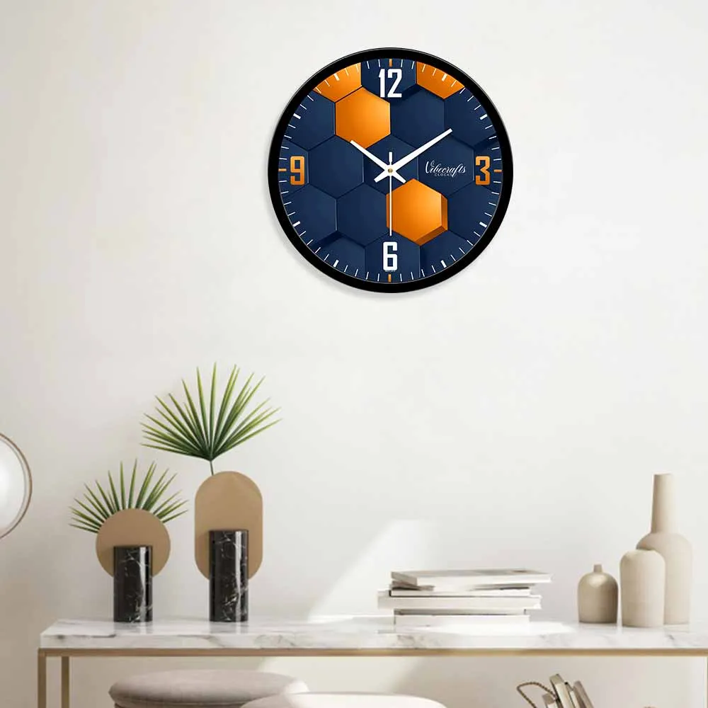 3D Hexagon Vector Designer Wall Clock