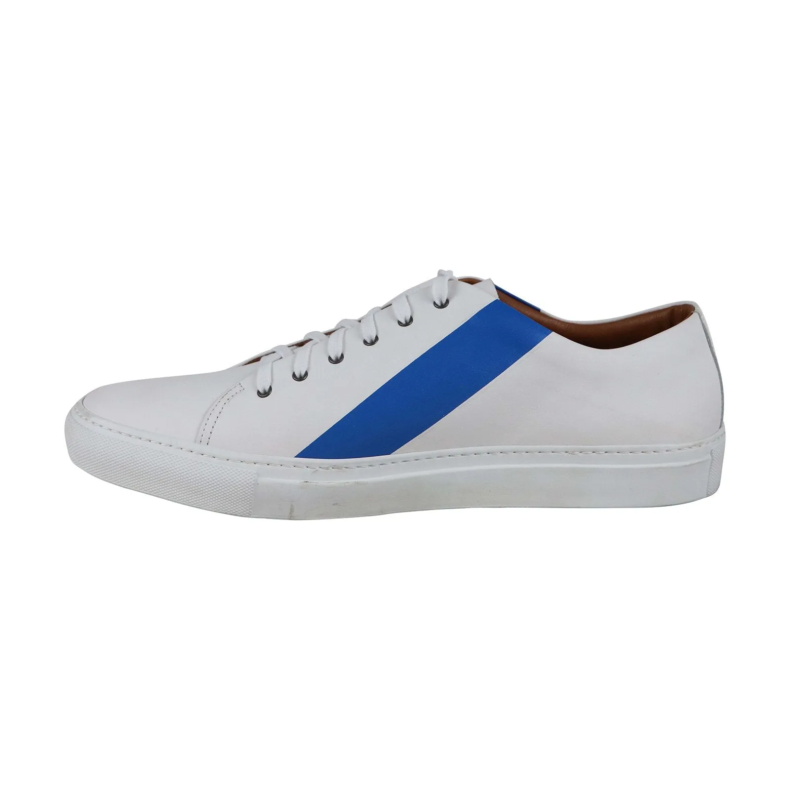 Aquatalia Alaric Calf Painted Stripe 34M0535 Mens White Lifestyle Sneakers Shoes