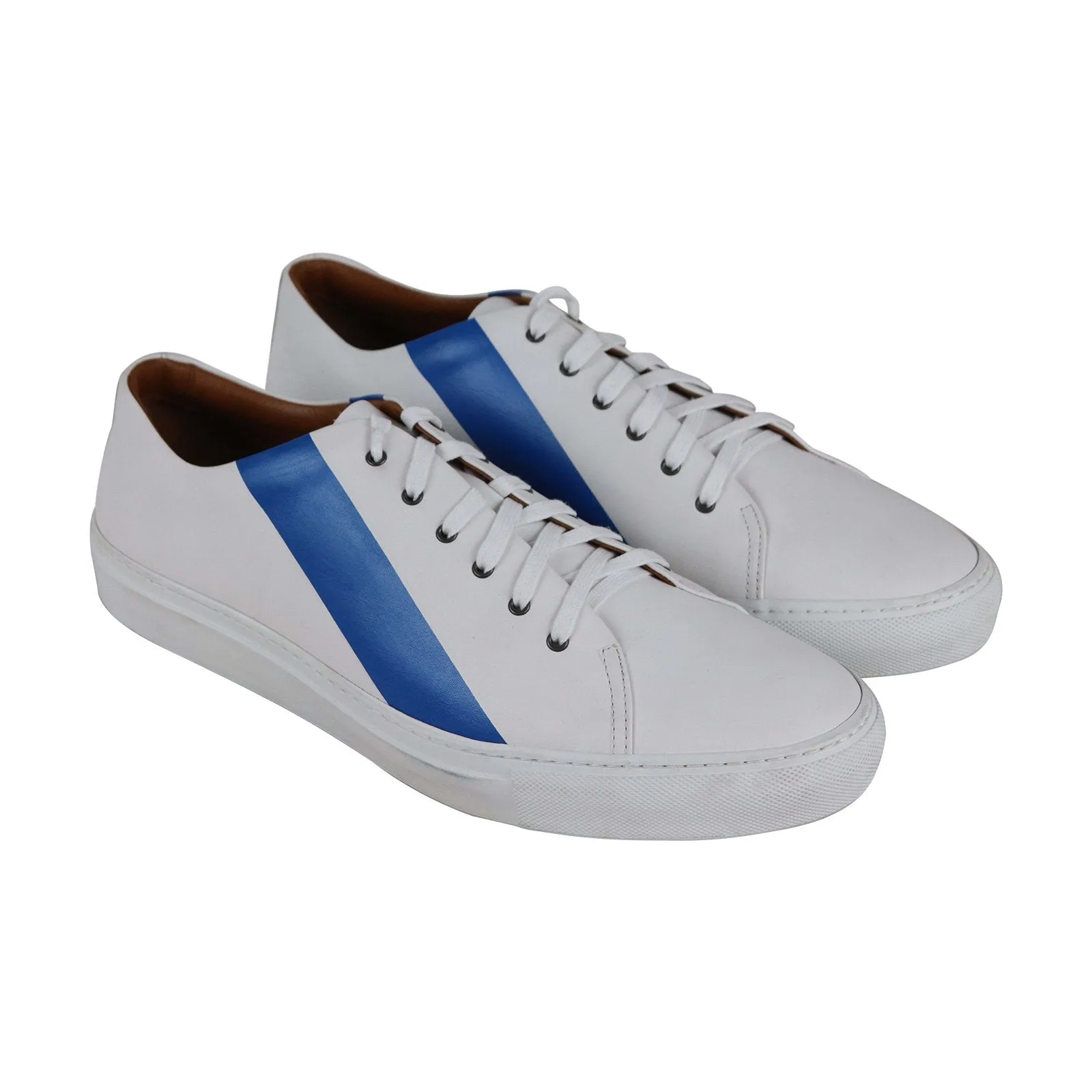 Aquatalia Alaric Calf Painted Stripe 34M0535 Mens White Lifestyle Sneakers Shoes