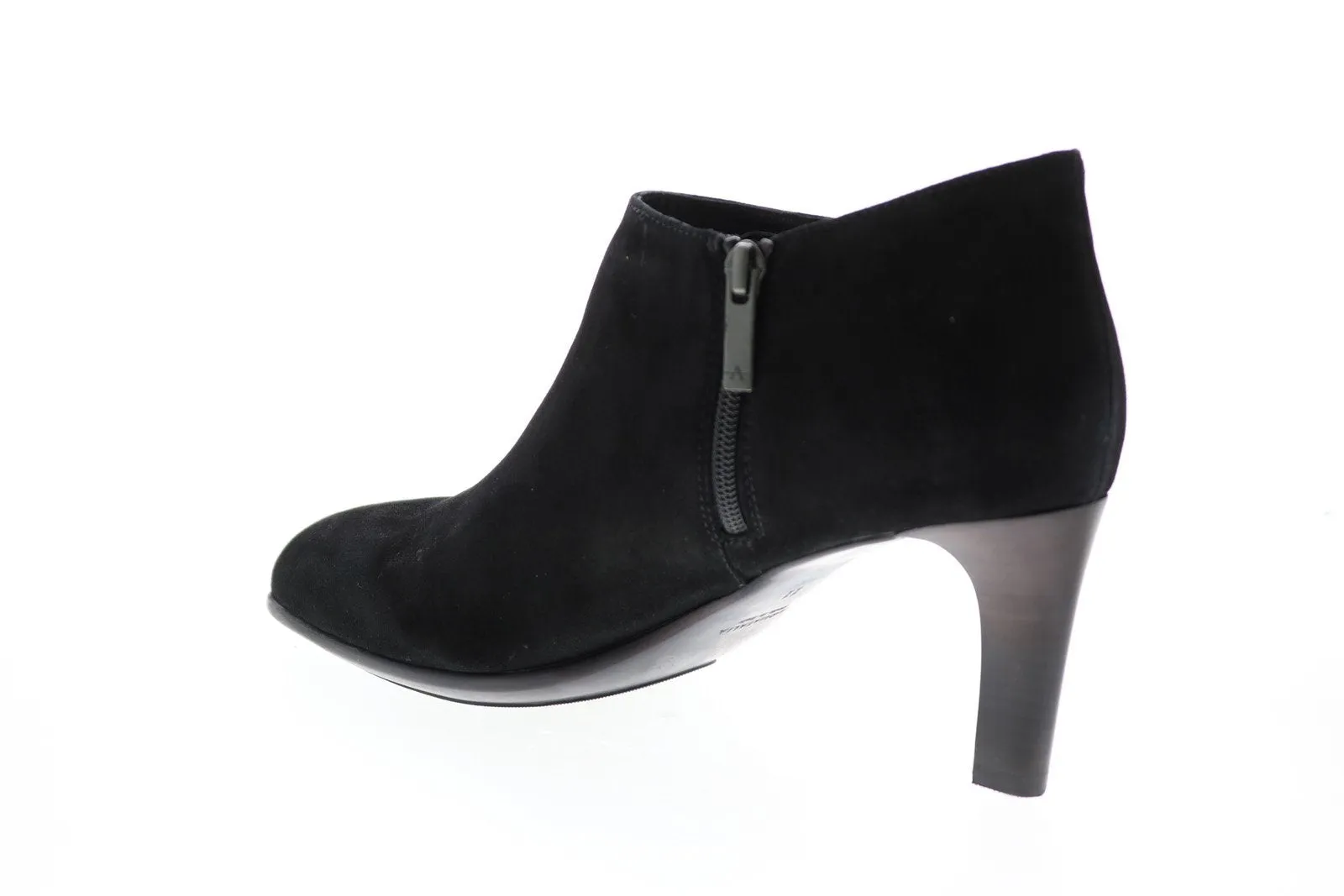 Aquatalia Dona Dress Suede 34L3158-BLK Womens Black Suede Zipper Ankle & Booties Boots