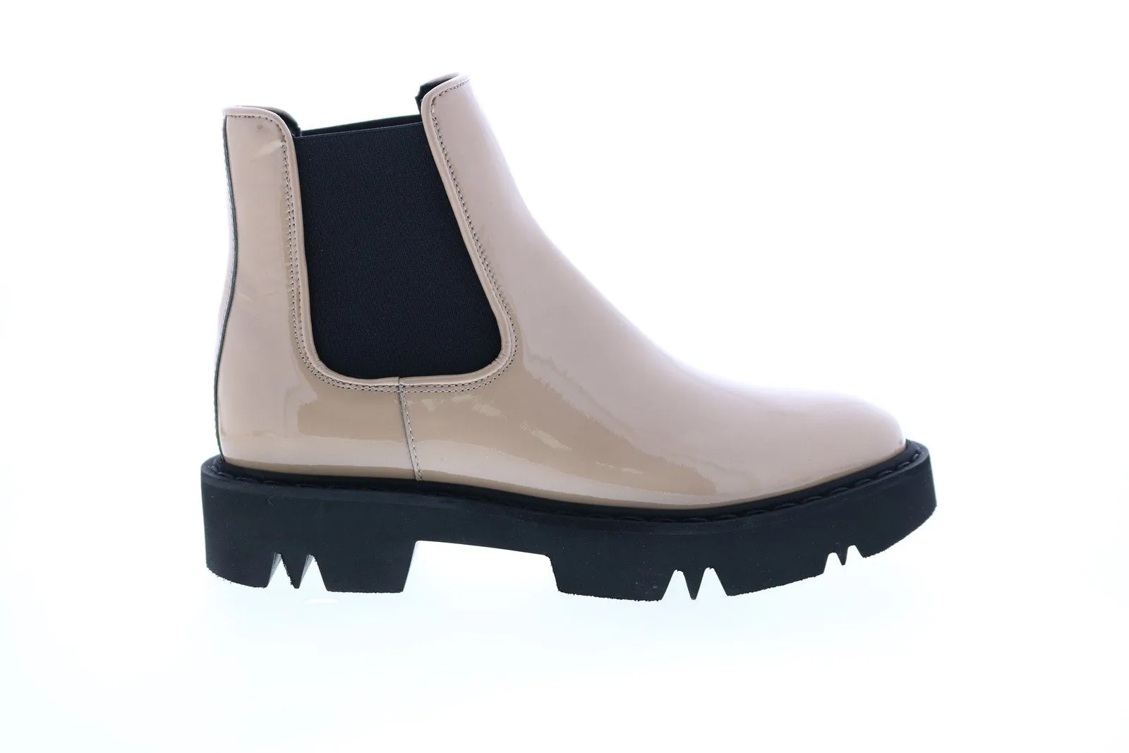 Aquatalia Haylie Patent 34L3694-TPE Womens Beige Leather Slip On Chelsea Boots