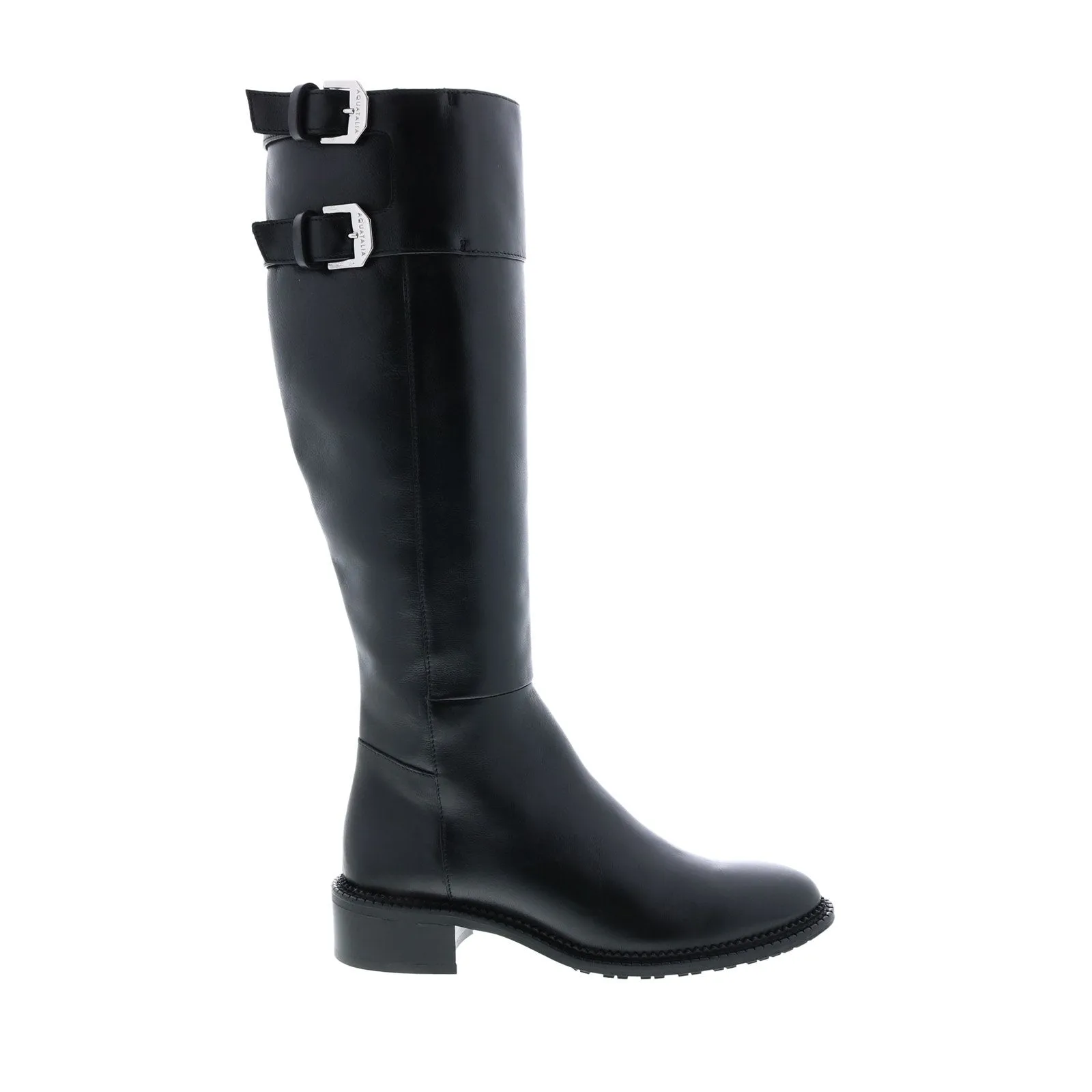 Aquatalia Orsyn Calf 34L3792-BLK Womens Black Leather Zipper Knee High Boots