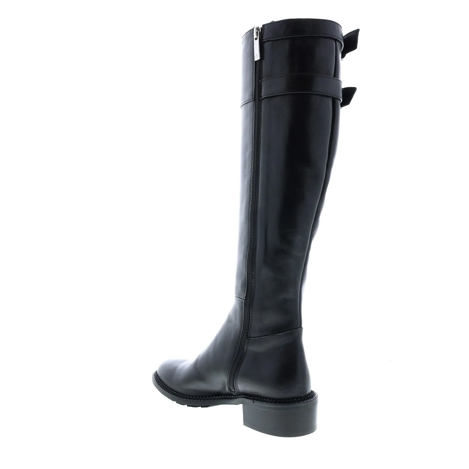 Aquatalia Orsyn Calf 34L3792-BLK Womens Black Leather Zipper Knee High Boots