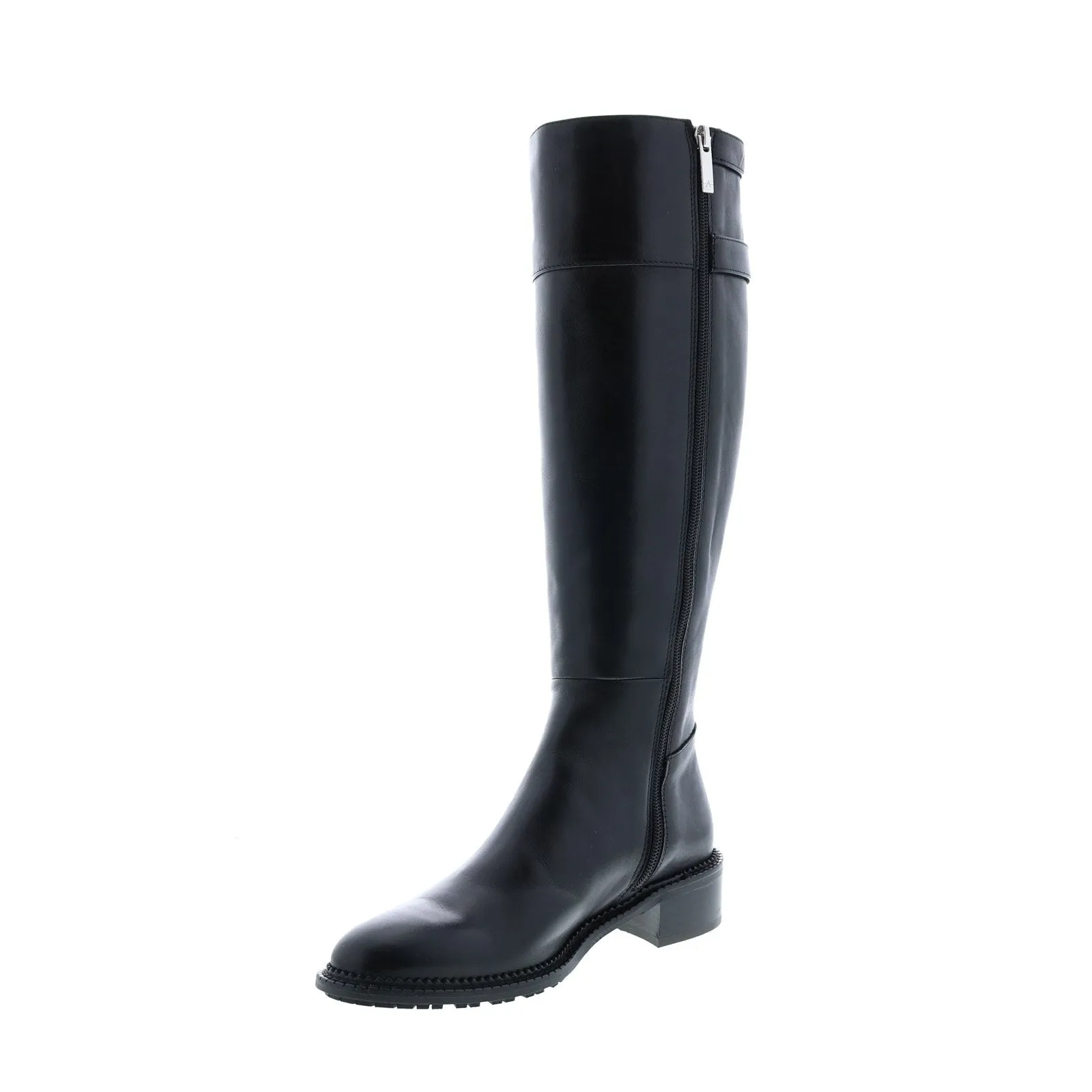 Aquatalia Orsyn Calf 34L3792-BLK Womens Black Leather Zipper Knee High Boots