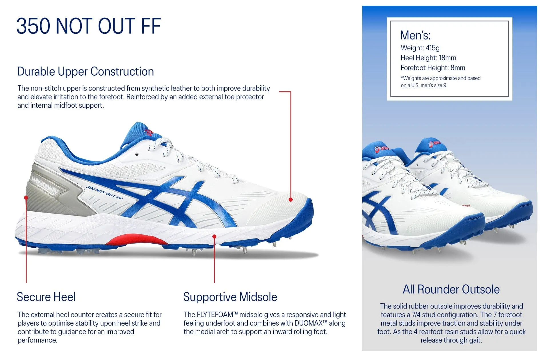 Asics 350 Not Out FF Men's Spike Cricket Shoes