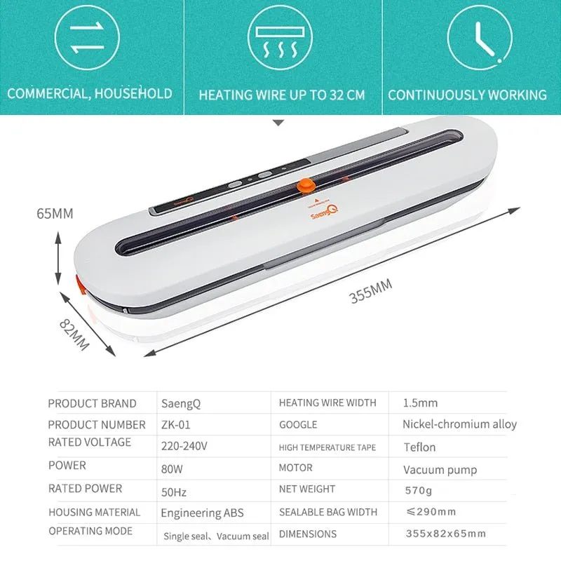 Automatic Vacuum Air Sealer -  220V/110V Food Sealer for Food Storage Dry and Moist Food