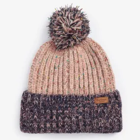 Barbour Women's Norham Beanie Hat in Pink Rust/Navy