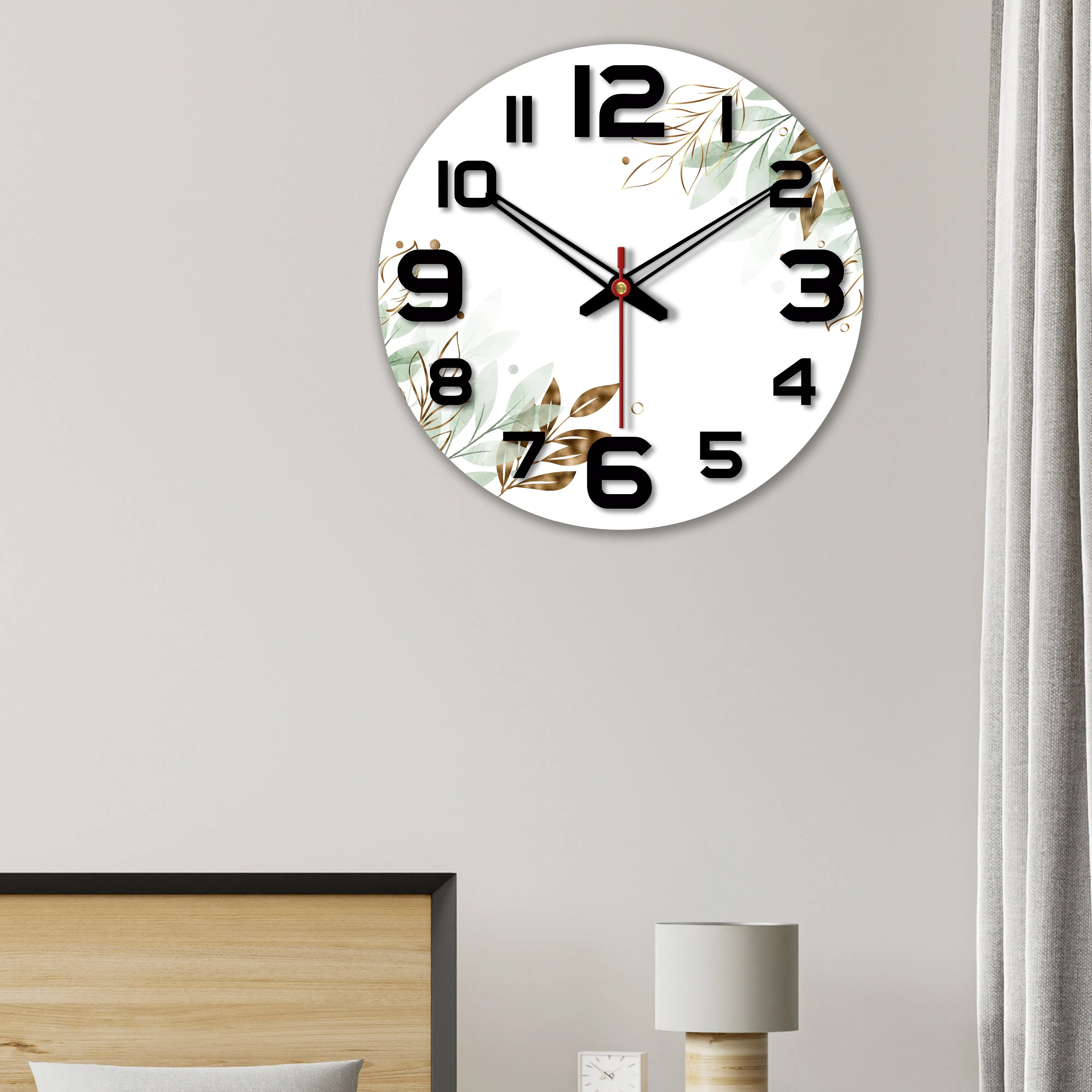 Beautiful Leaves Design Wooden Wall Clock