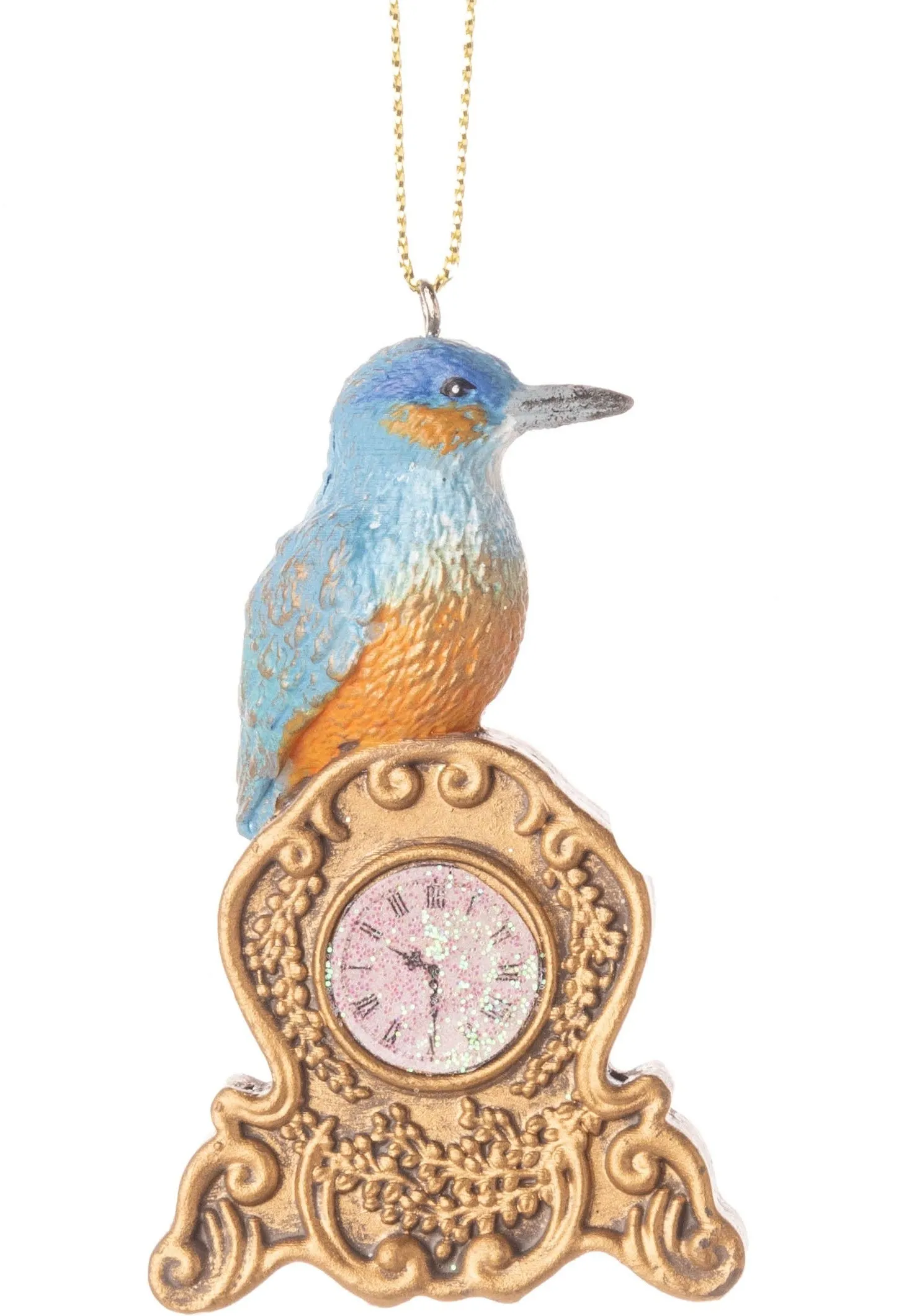 Bird on Gold Mantle Clock Ornaments {multiple styles}