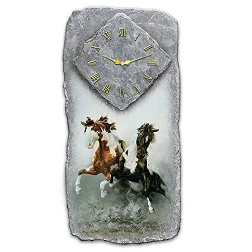 Chuck DeHaan Spirit Of The Wild Wall Clock With Horse Artwork by The Bradford Exchange