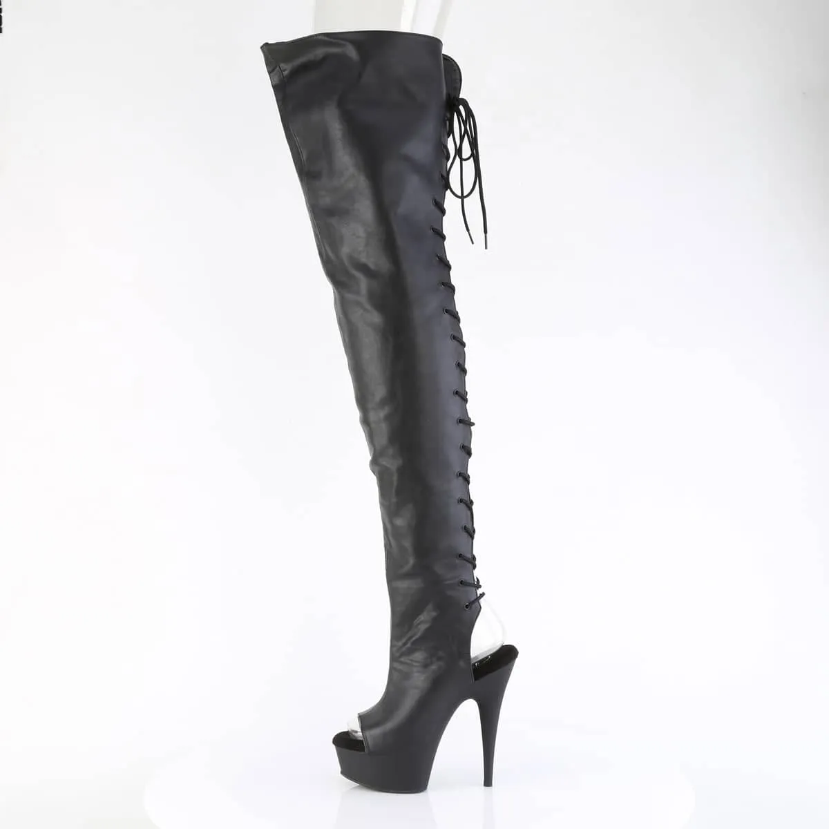 DELIGHT-4019 Back Lace Crotch Boot