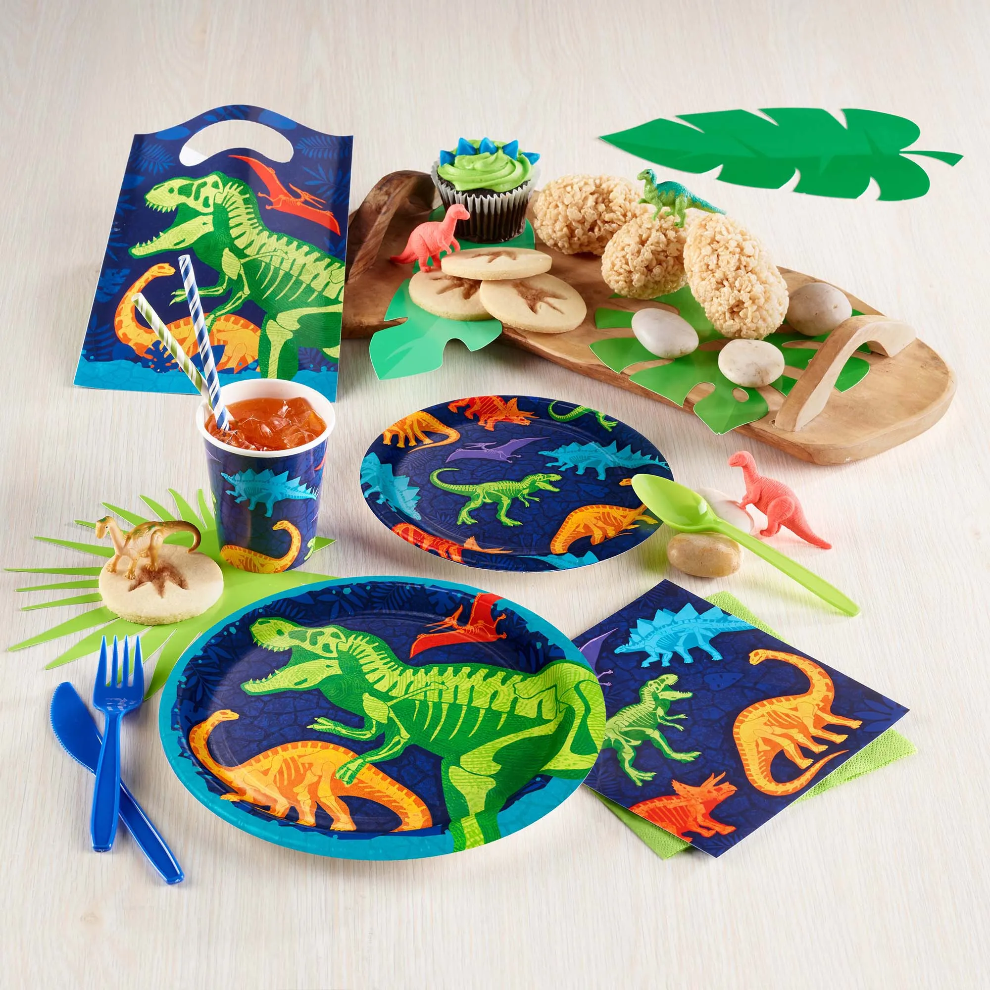 Dino Dig Birthday Party Plastic Loot Bags & Party Favor Bags, 9 Inch Size, 16 Count