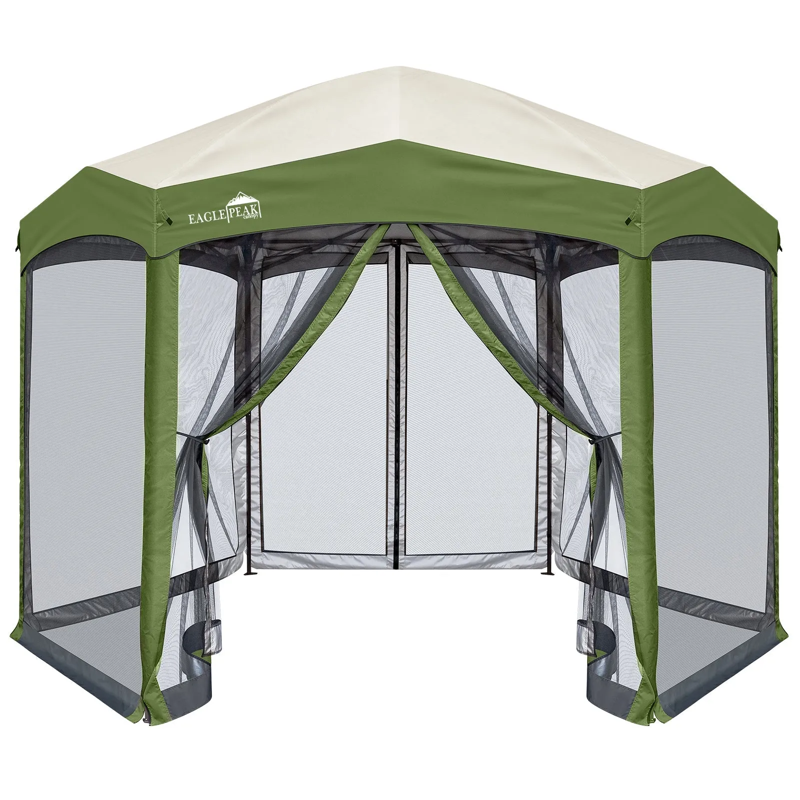 EAGLE PEAK Pop-Up Camping 6 Sided (6x6x6) Gazebo w/ Mosquito Netting Easy Center Push Canopy Shelter Instant Setup Outdoor Screen Ten