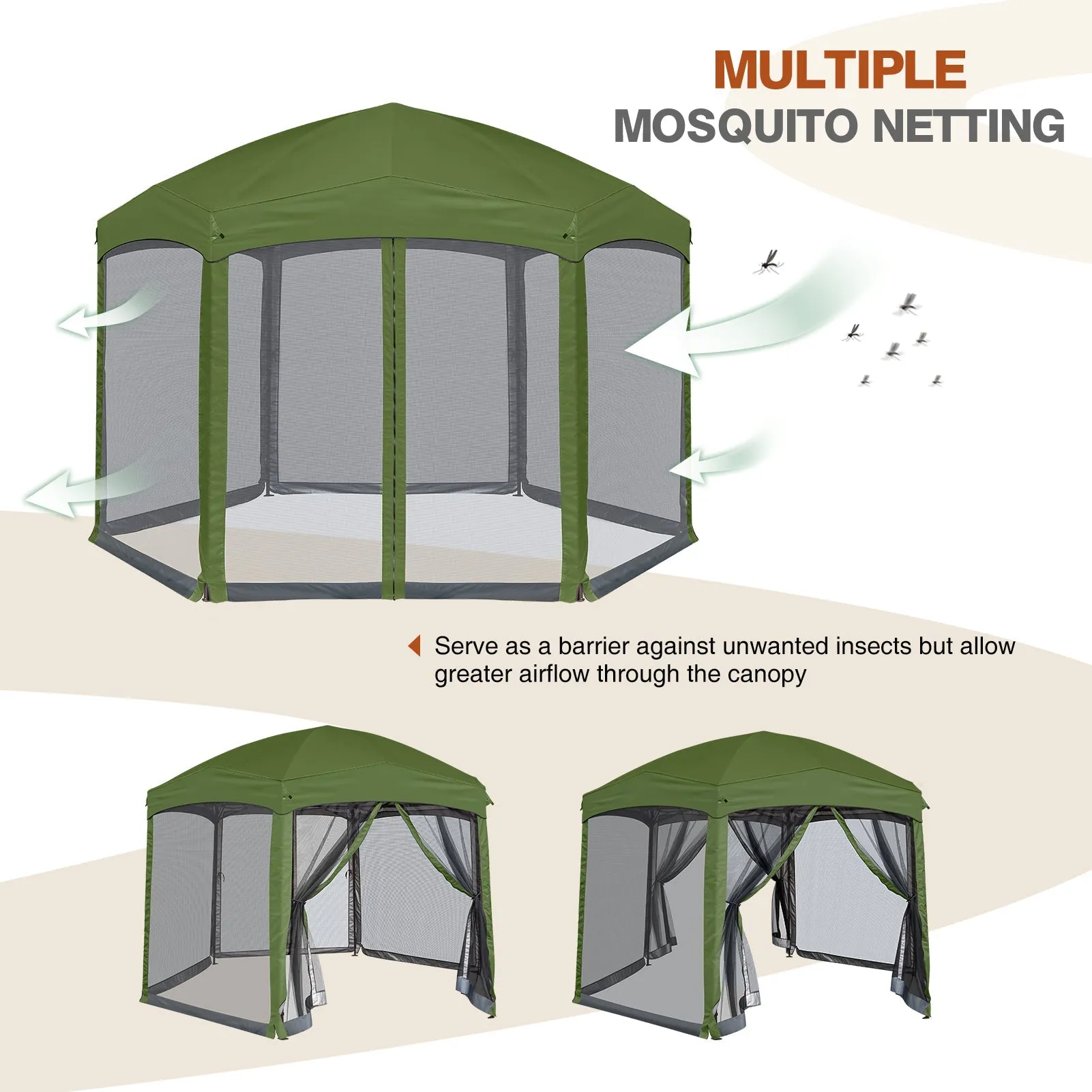 EAGLE PEAK Pop-Up Camping 6 Sided (6x6x6) Gazebo w/ Mosquito Netting Easy Center Push Canopy Shelter Instant Setup Outdoor Screen Ten