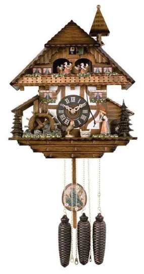 Eight Day Musical Cuckoo Clock with Woman Ringing Bell, Waterwheel