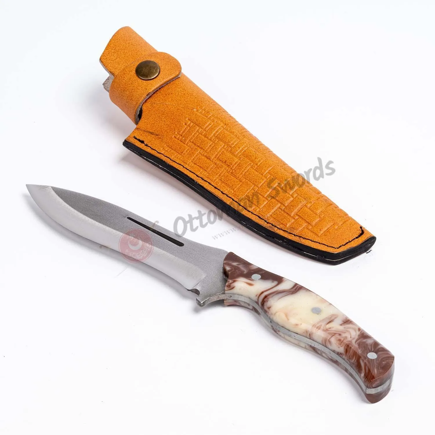 Epoxy Resin Handle Hunting Knife Moire