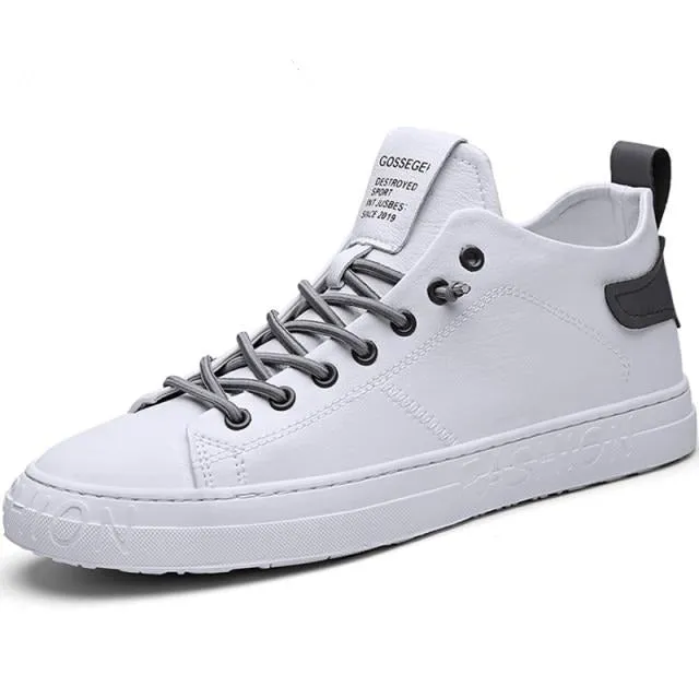 Fashion Breathable High Top Footwear Leather Hip Hop Sneakers