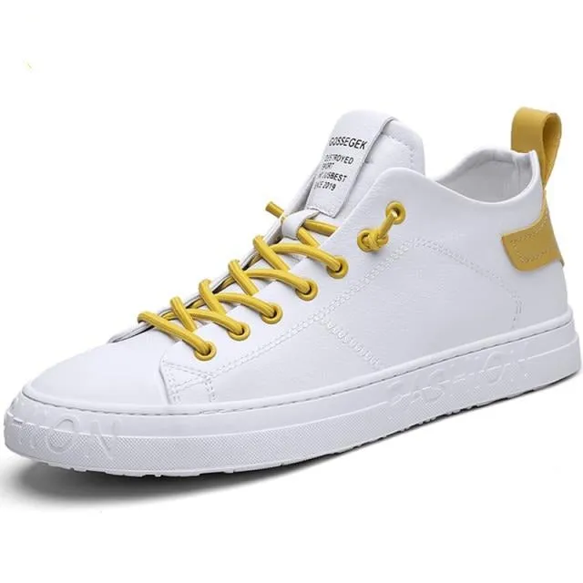 Fashion Breathable High Top Footwear Leather Hip Hop Sneakers