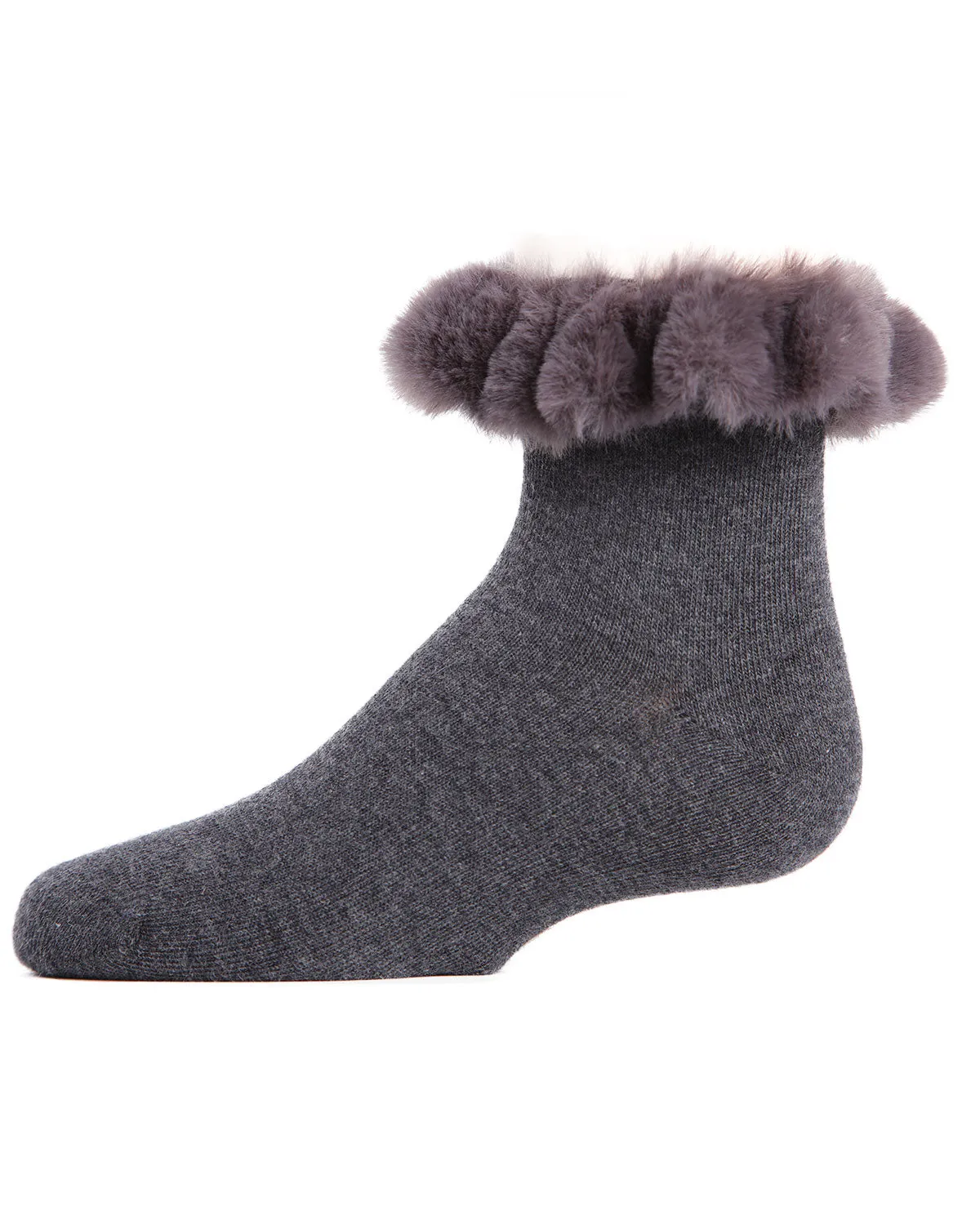 Faux-Fur Cuff Cotton Blend Anklet Socks