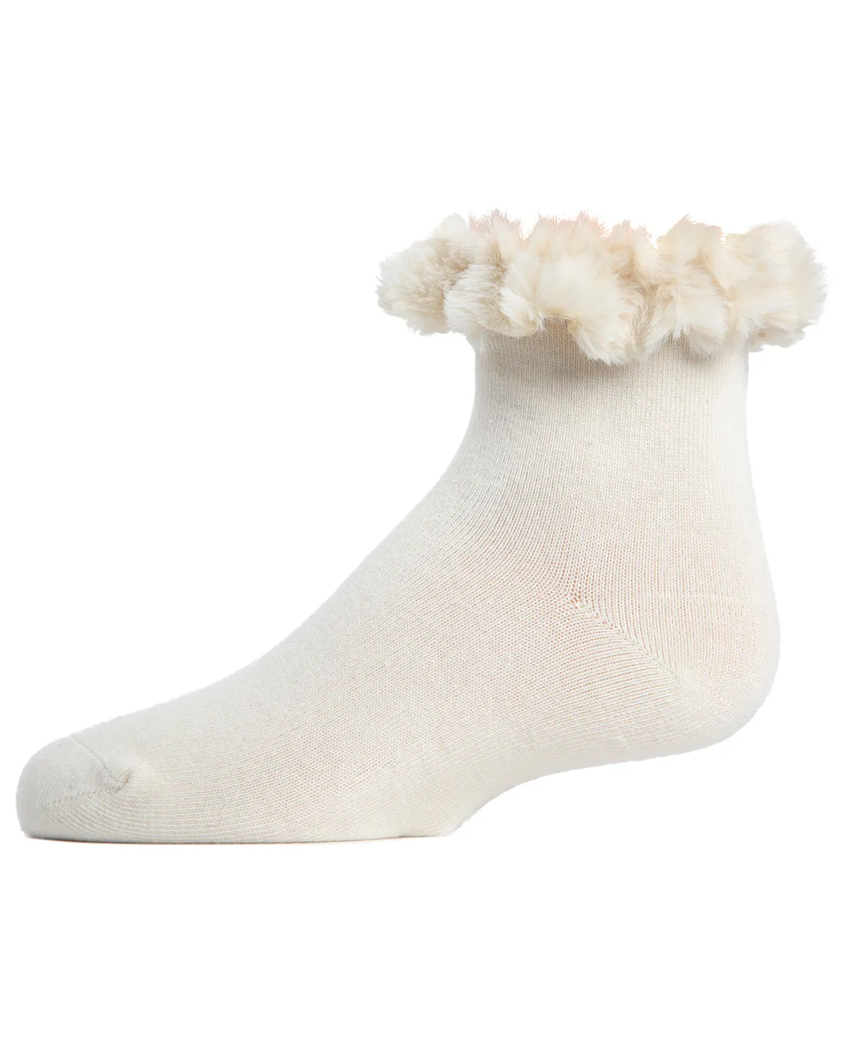 Faux-Fur Cuff Cotton Blend Anklet Socks