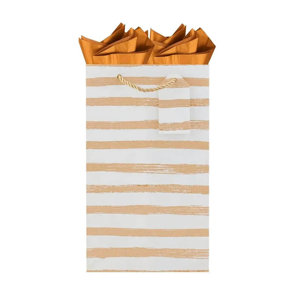 Gift Bags Golden Stripe Double Bottle Gift Bags