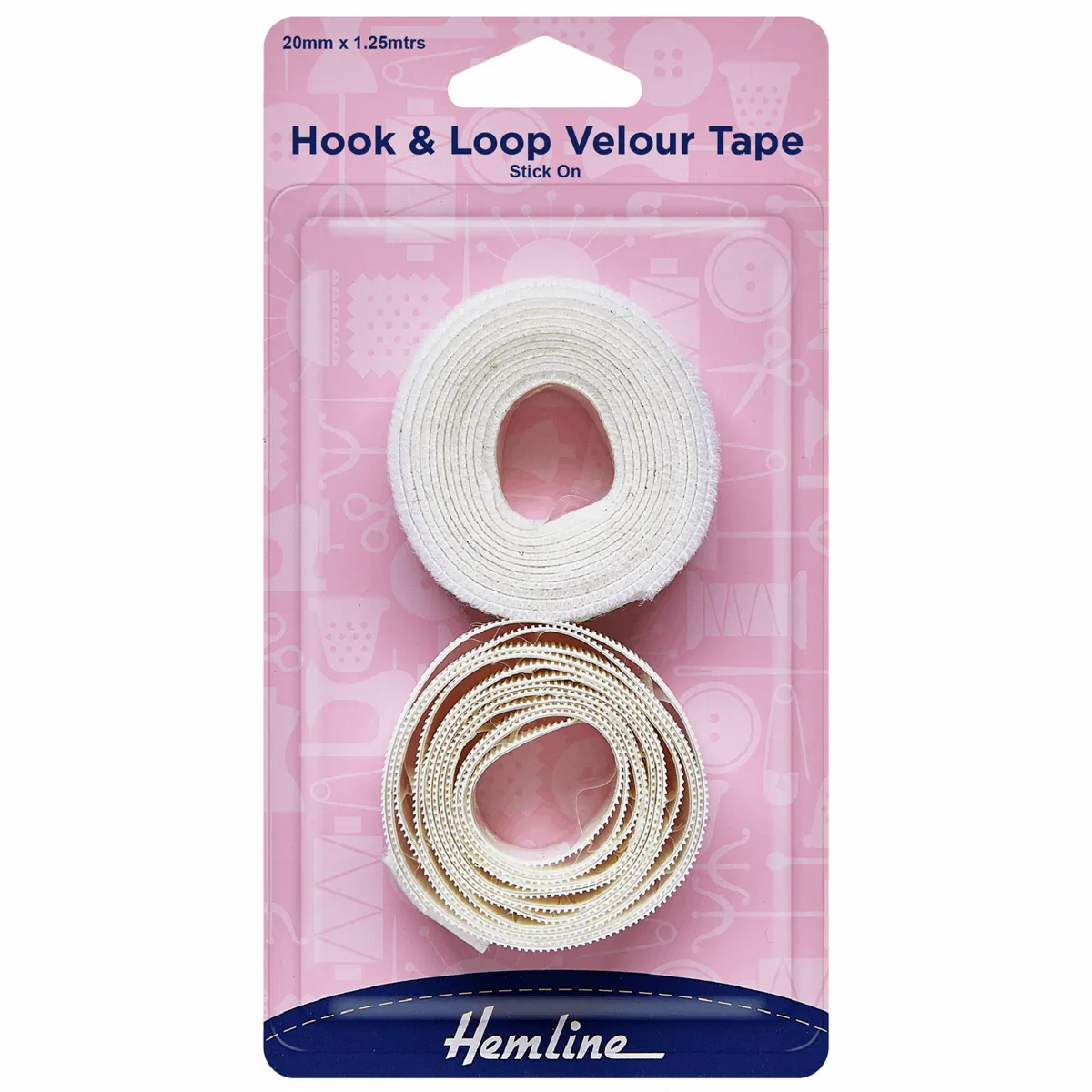 Hook And Loop Velour Tape - Stick On 1.25m x 20mm