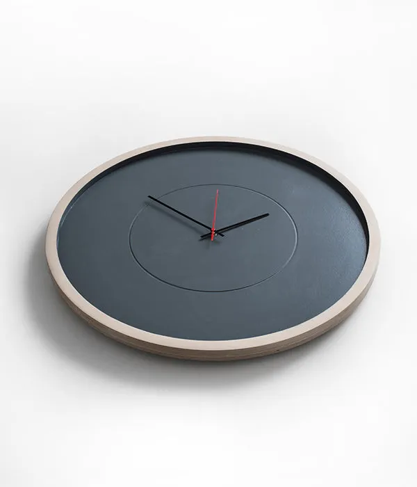 Large Deep Frame Round Clock - Grey