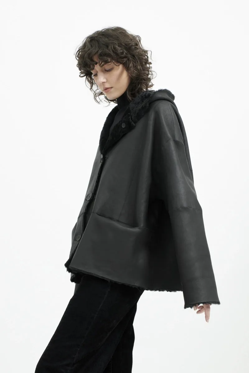 Malo Reversible Black Sheepskin Jacket