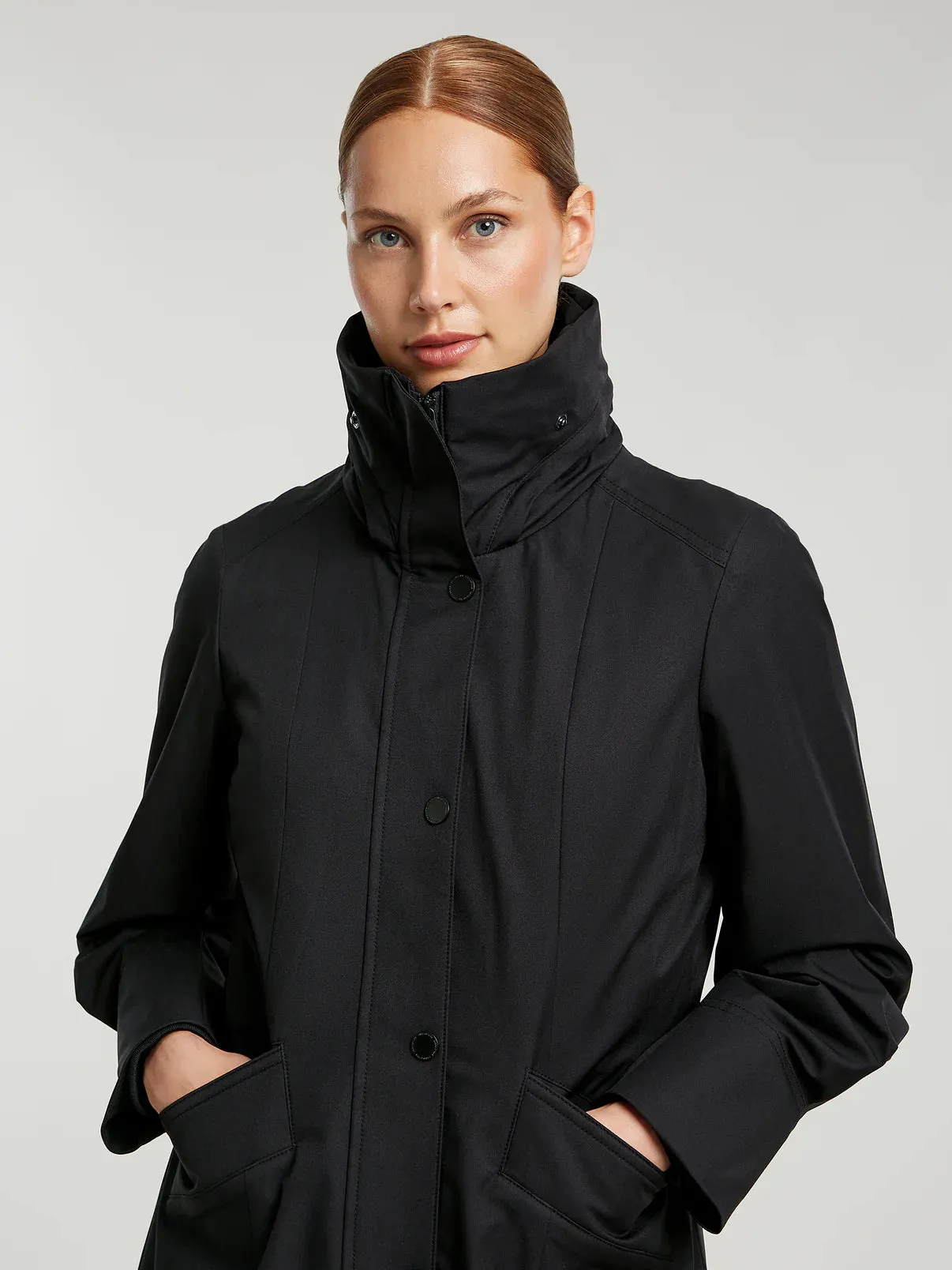 Molly Pleated Waterproof Black Raincoat