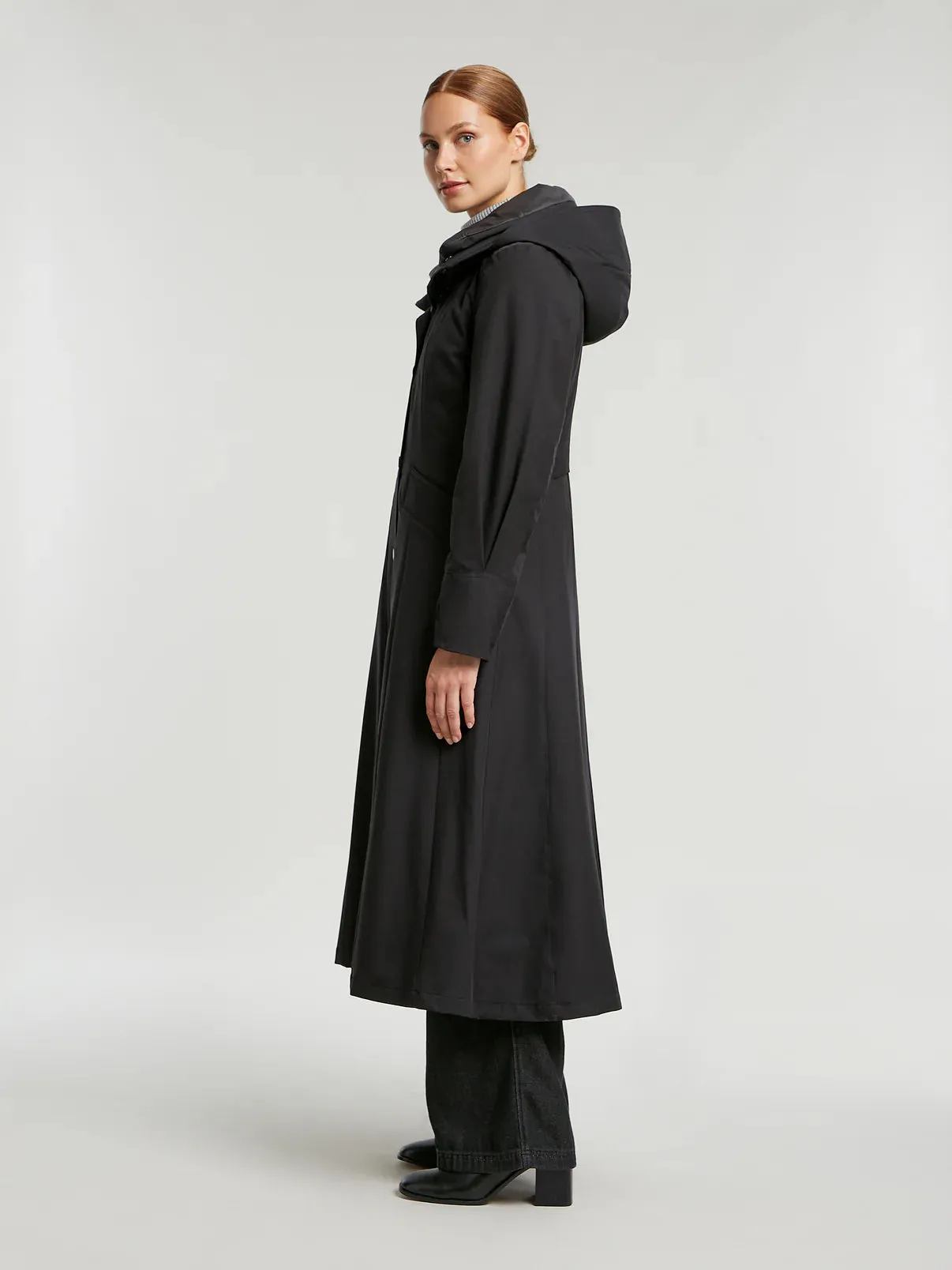 Molly Pleated Waterproof Black Raincoat