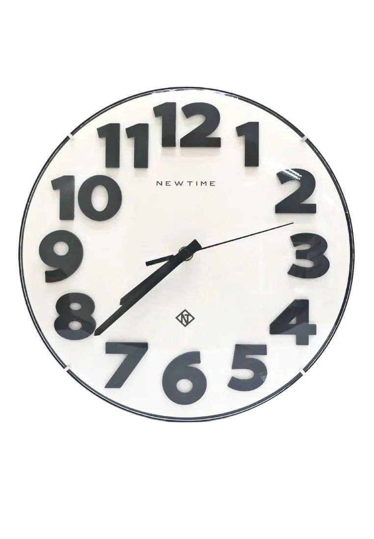 Neotime Rimless Wall Clock 12" with White Face Black Numbers