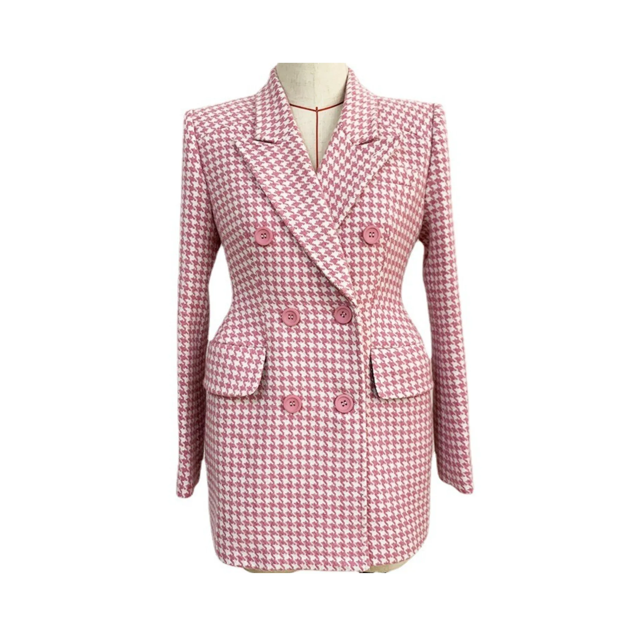 Pre Order:  Houndstooth Peak Lapel Coat - @theestylishp