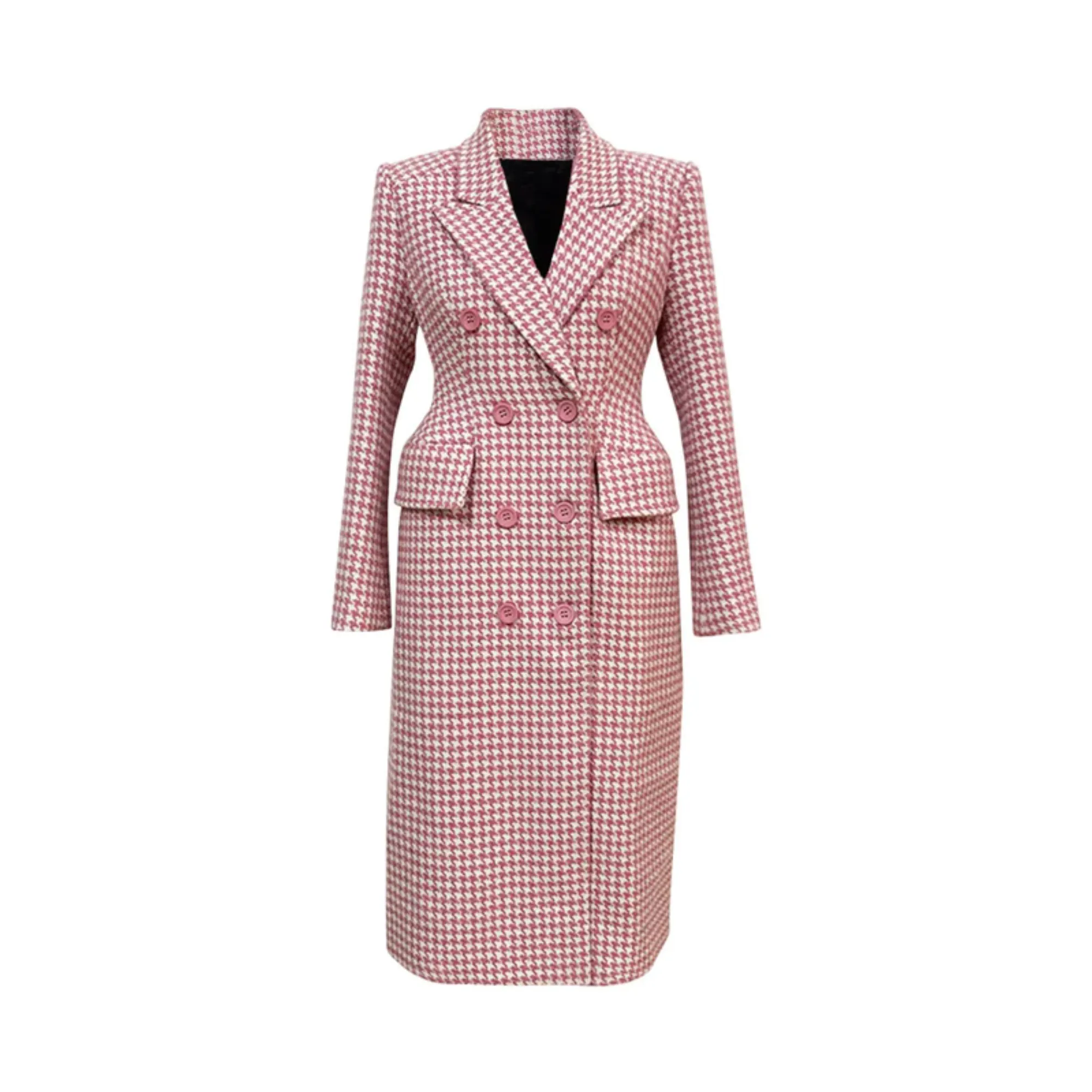 Pre Order:  Houndstooth Peak Lapel Coat - @theestylishp