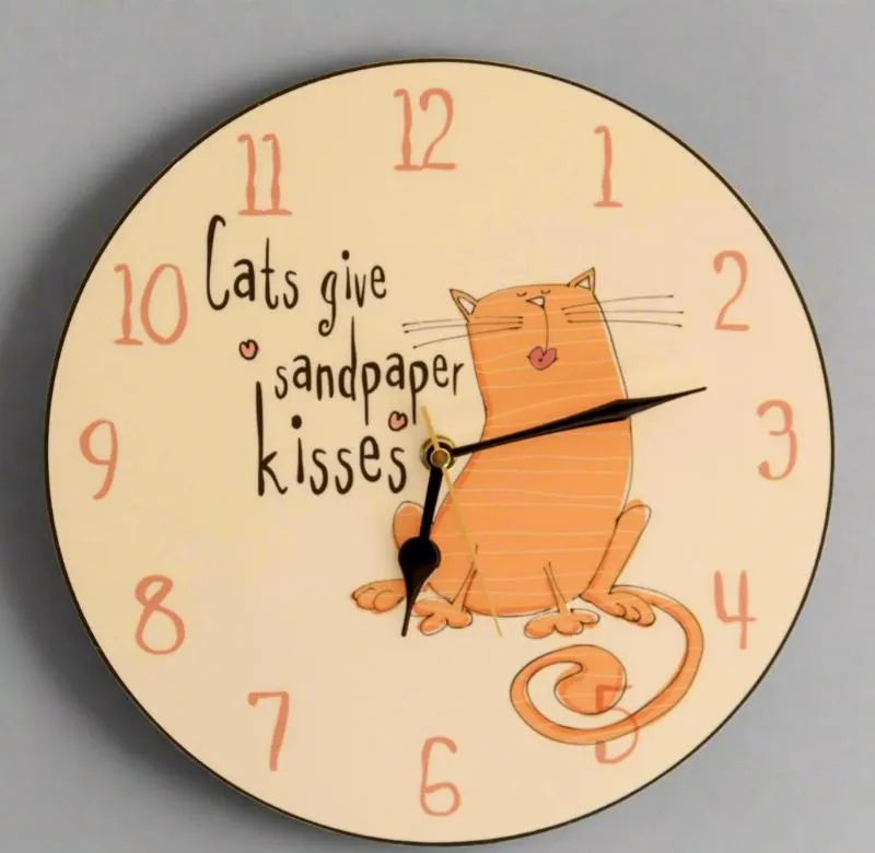 Sandpaper Kisses Cat Clock