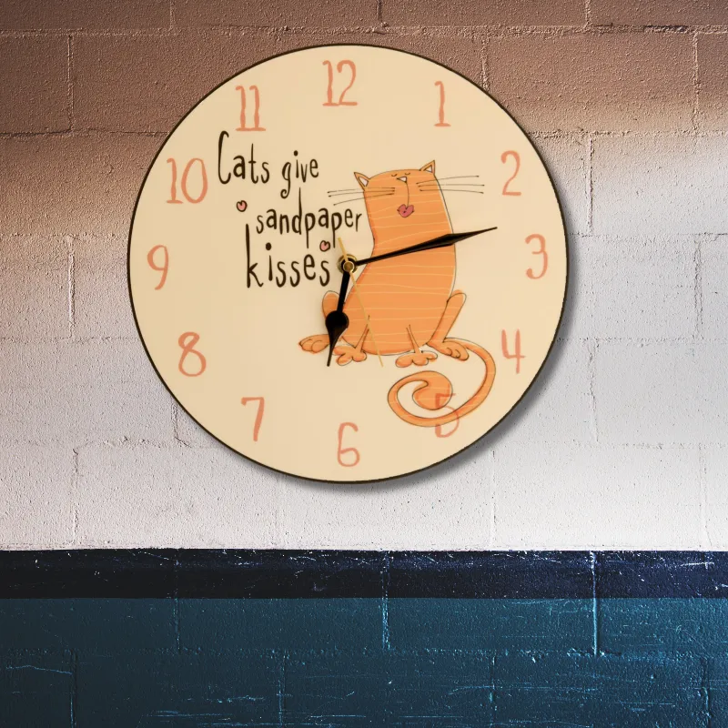 Sandpaper Kisses Cat Clock