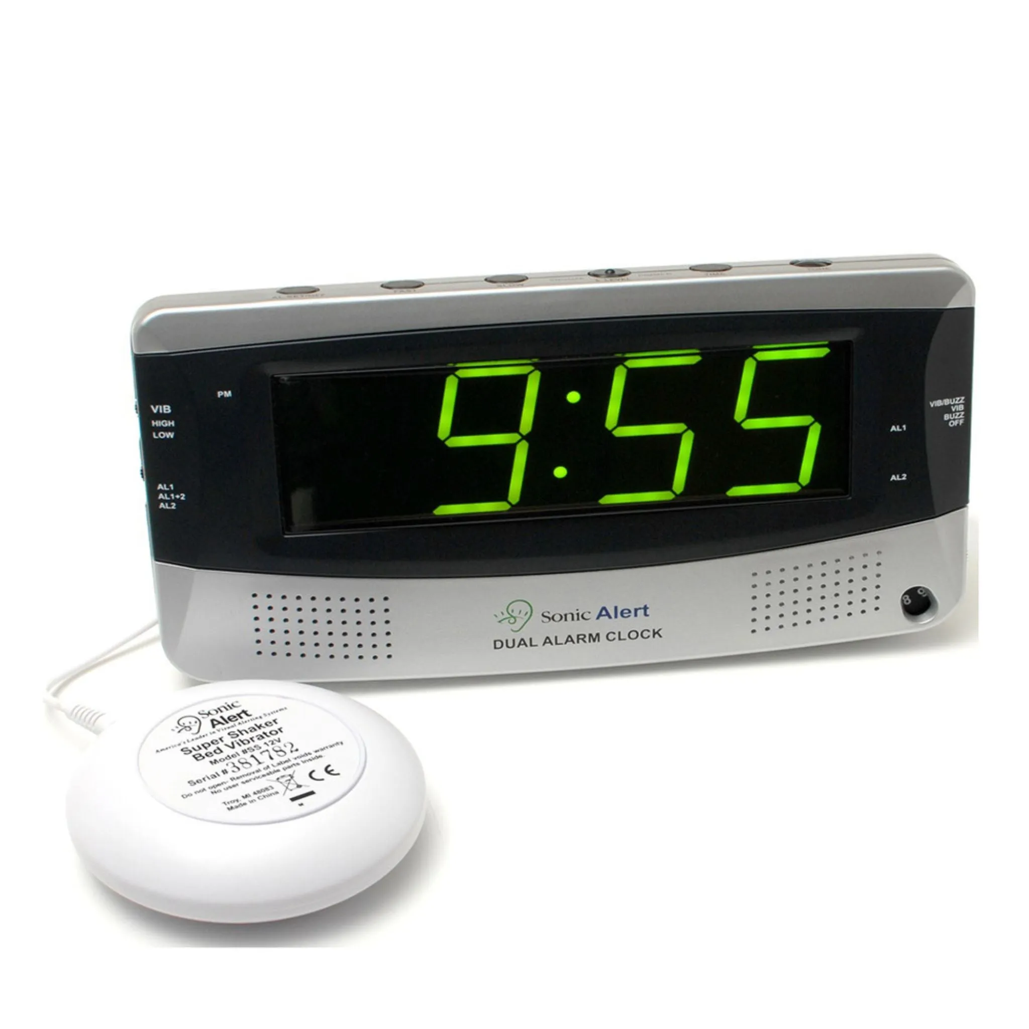 Sonic Bomb Dual Alarm Clock with Super Shaker- SBD375ss