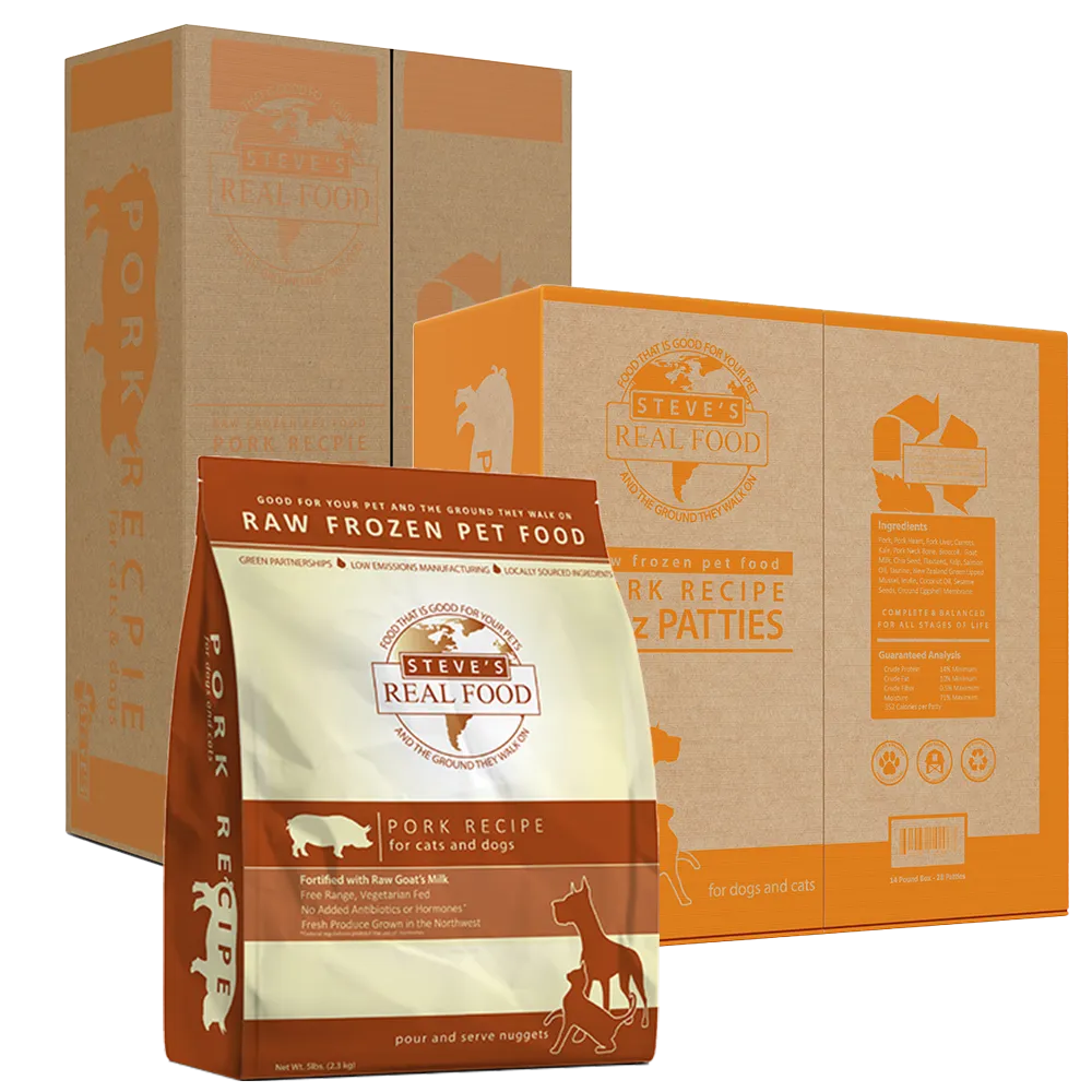 Steve's Real Food Frozen Raw Pork Diet for Dogs and Cats