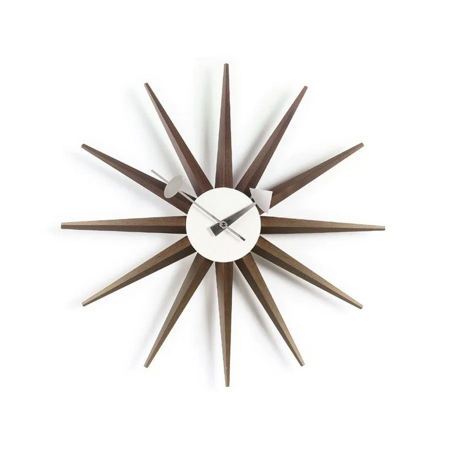 Sunburst Clock Walnut