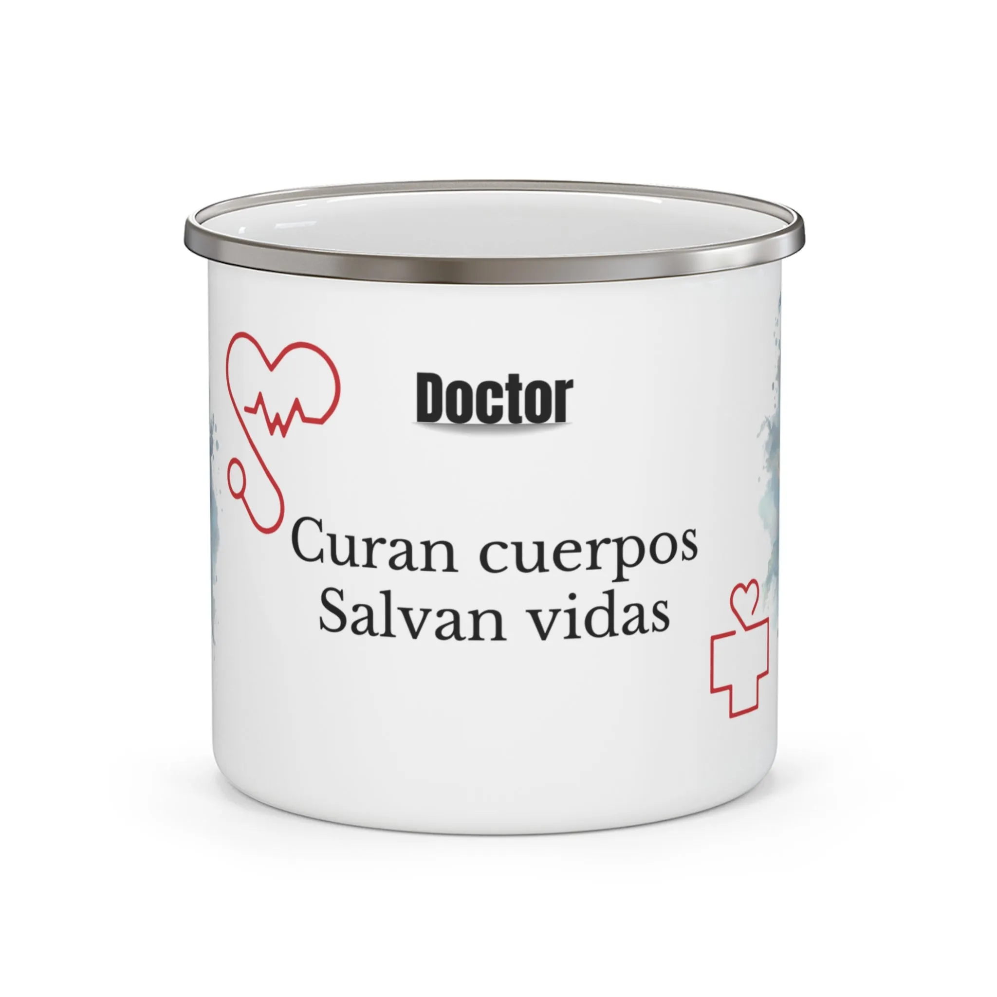 Taza Esmaltada- Doctor Phrase: Curan cuerpos, salvan vida