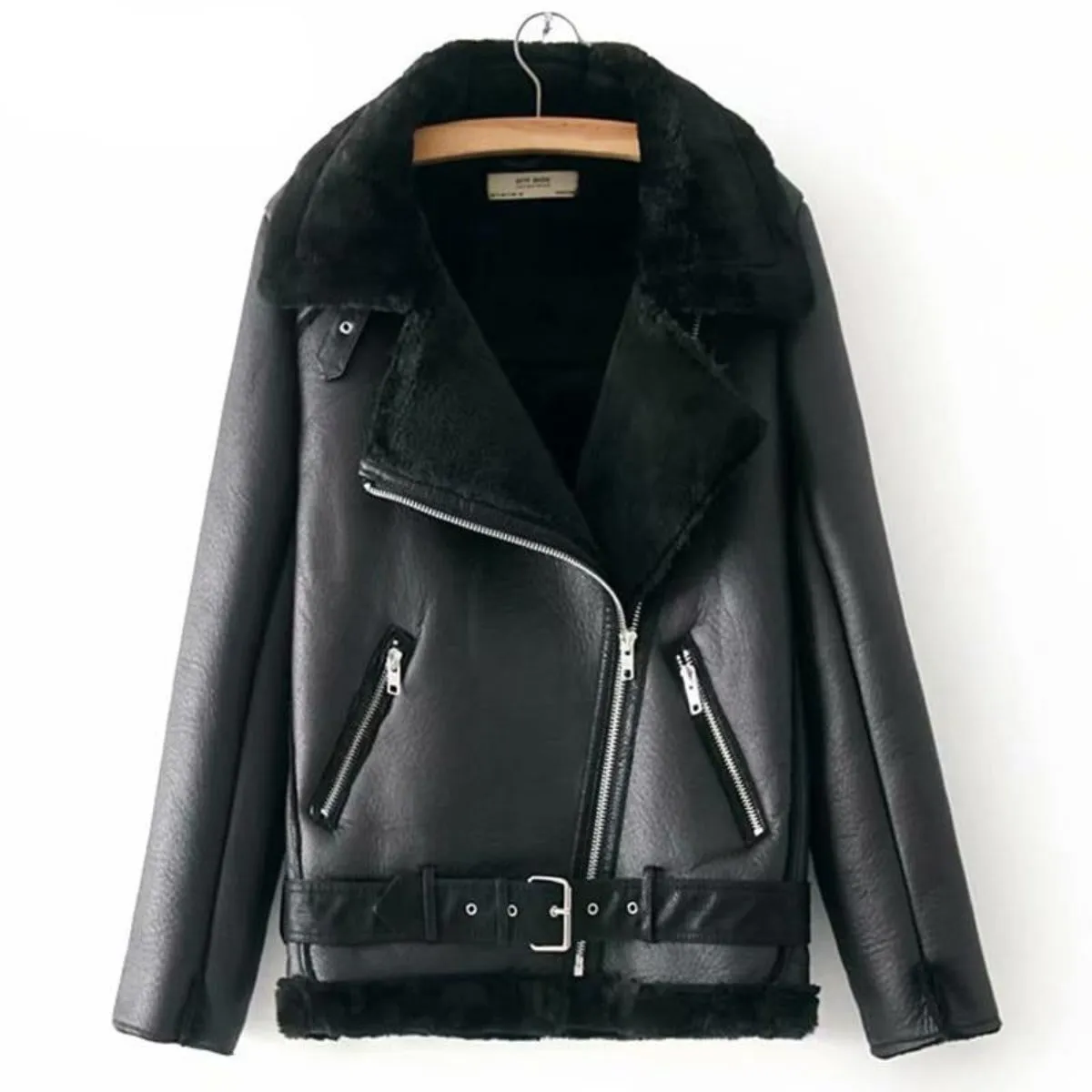 Velvet Short Lapels Fur Thick Jacket Bomber